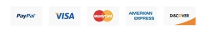 PayPal, Visa, Mastercard, American Express, Discover